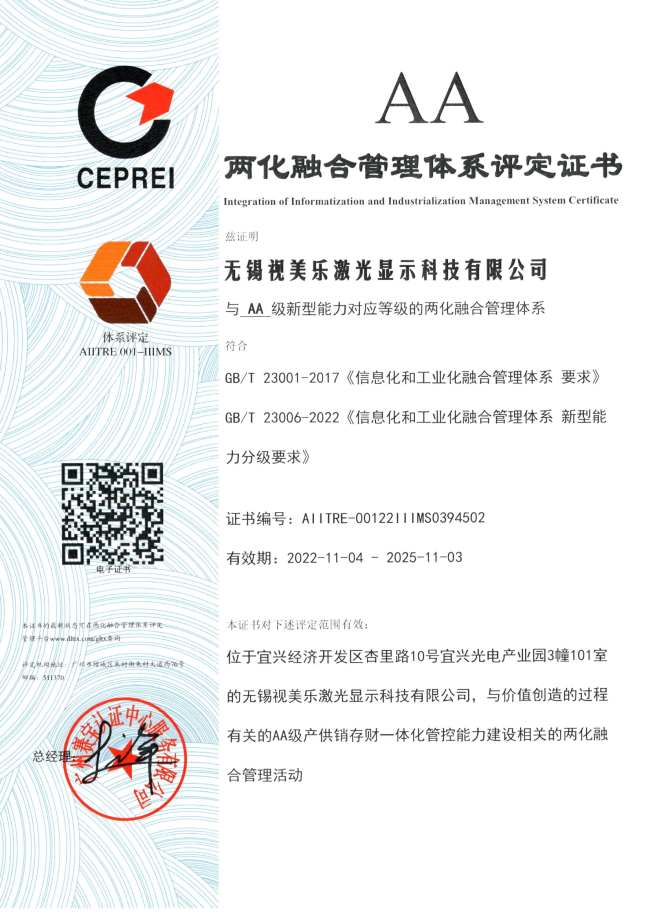 喜報(bào) | AA級！SEEMILE榮獲兩化融合管理體系評定證書